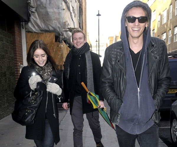 Lily Collins and Jamie Campbell Bower out and about, London, Britain - 01 Feb 2013