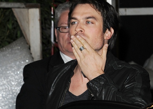 Ian Somerhalder got Mob by Girl Funs out side of live with Kelly and Michael Show in NYC