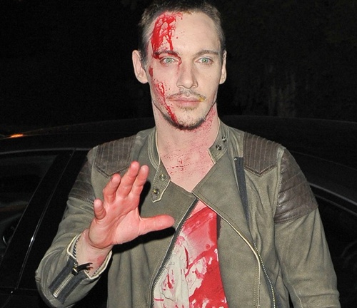 Jonathan Rhys Meyers looks bloody for Halloween **USA ONLY**